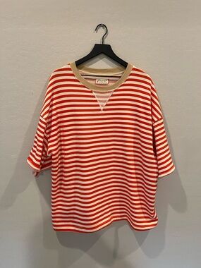 Free People Striped Short Sleeve Crewneck